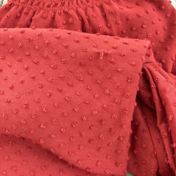 Madewell Red Clipdot Ruffle Mock Neck Half-Sleeve Dainty Blouse Size XS - Picture 10 of 10